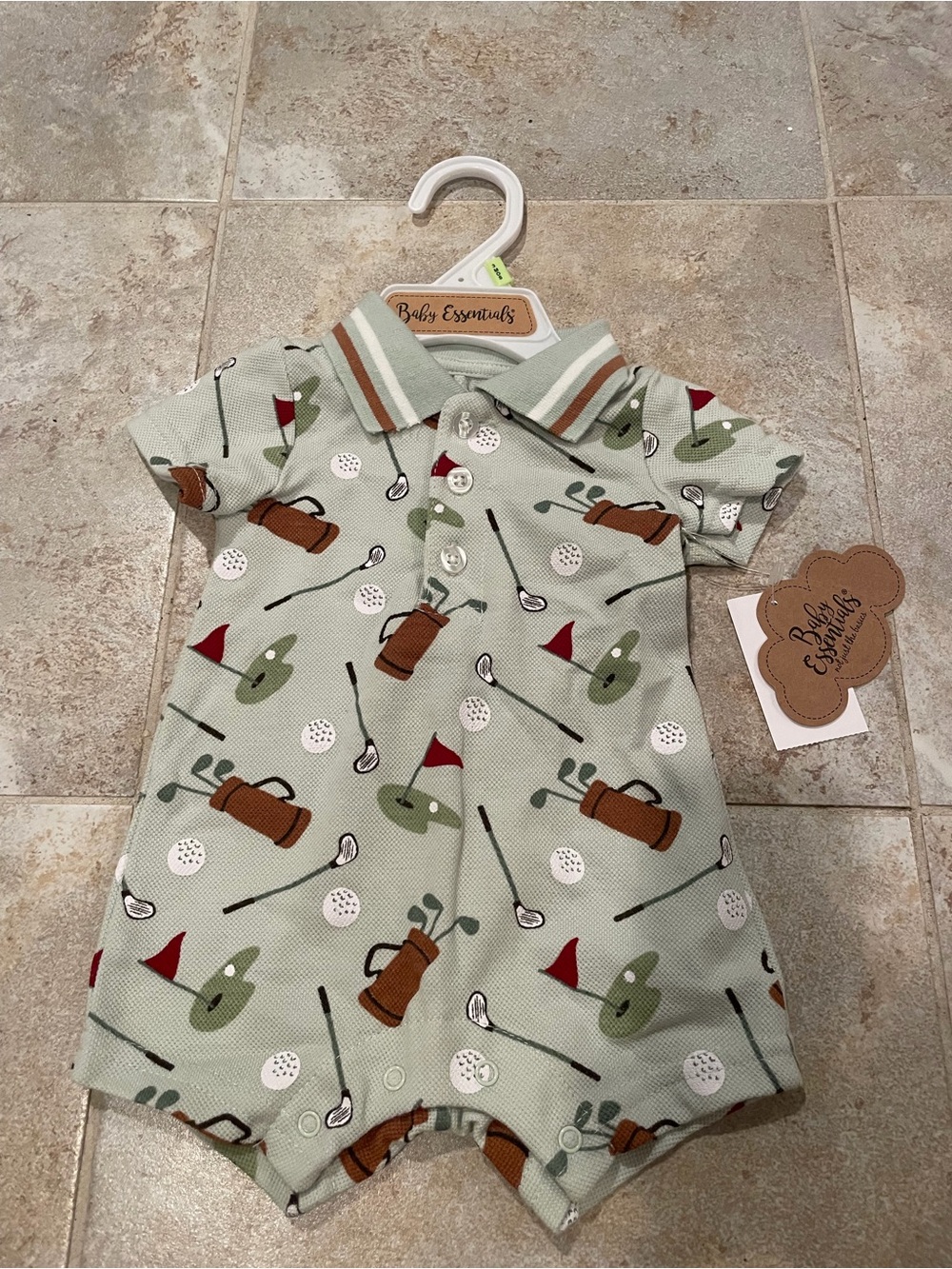 NWT Baby Essentials Golf Themed Boy’s Onesie Romper